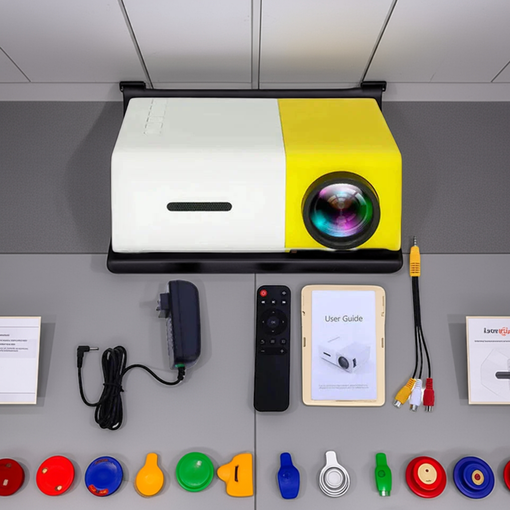 Mini Projector – 1080P Full HD Support, Portable LED Projector, 4K Video Playback, Multiple Connectivity Options